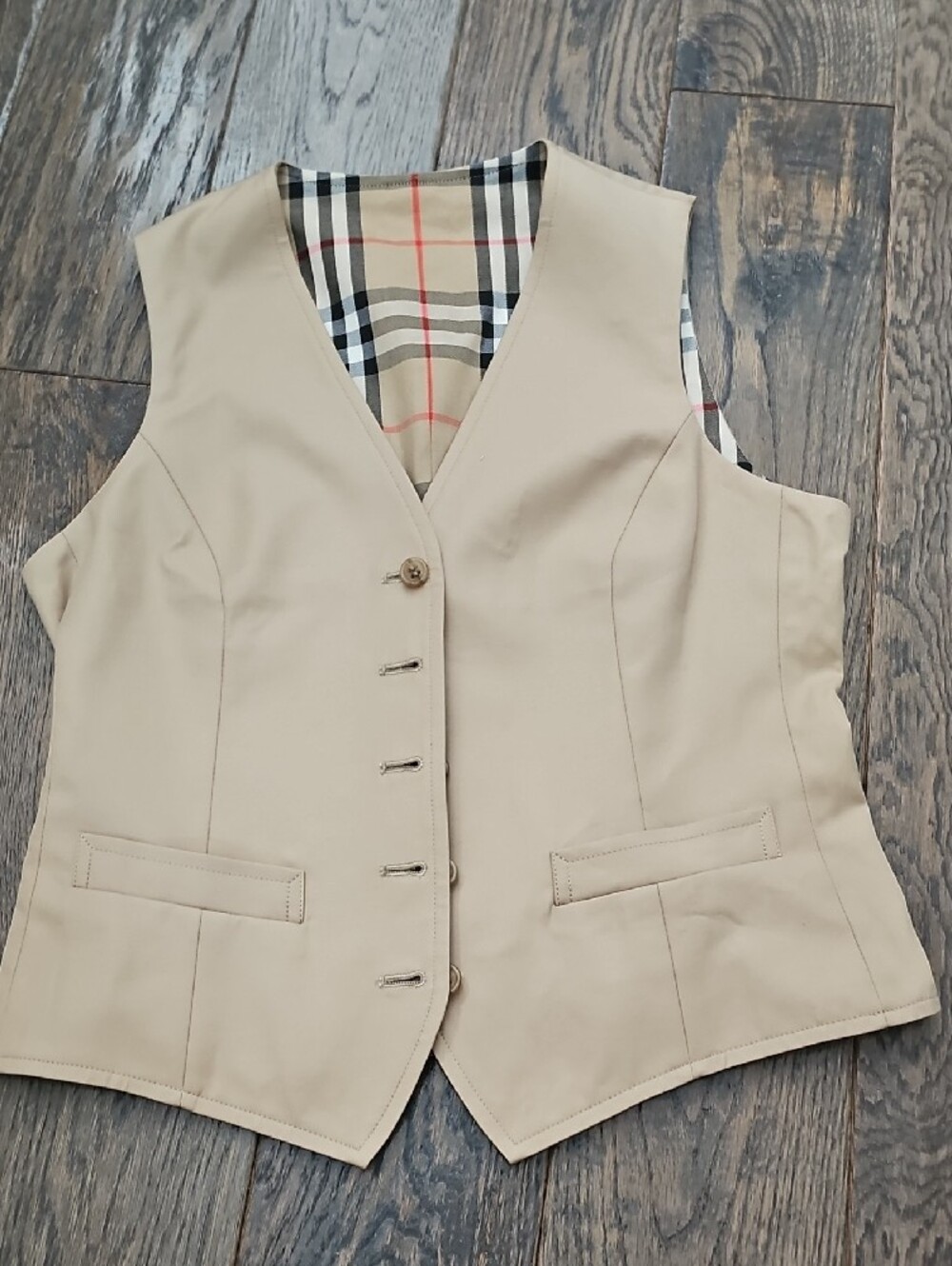 Reversible Plaid Button Vest